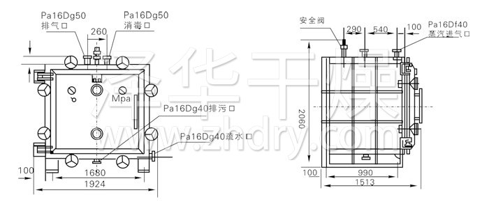 方形靜態真空干燥機結構示意圖 方形靜態真空干燥機結構示意圖